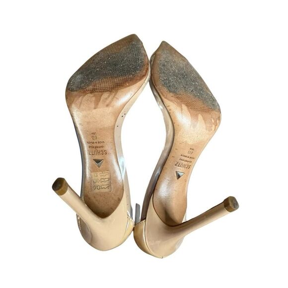 Schutz Cendi Pump Heels Size 6B Transparent PVC & Beige Leather Stiletto - Picture 8 of 12